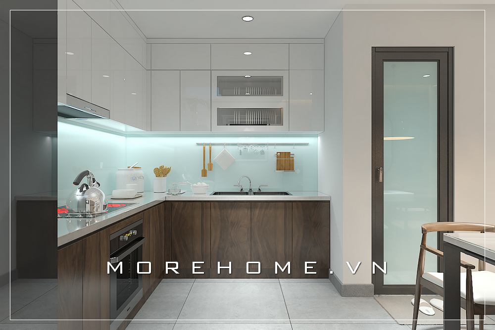 Mẫu tủ bếp chữ L màu trắng hiện đại cho phòng bếp đẹp Tủ bếp đẹp