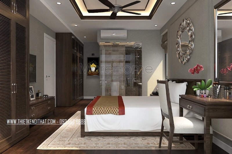 Thiết kế phòng ngủ theo phong cách truyền thống đơn giản thích hợp với lối sống hiện đại Mẫu nội thất chung cư
