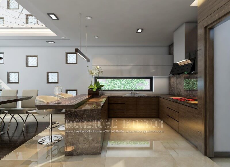 Tủ bếp hiện đại đẹp kiểu dáng chữ U mang lại cho gia chủ một không gian nấu nướng lí tưởng hơn cả, thường được nhiều khách hàng tìm kiếm và lựa chọn cho nhà bếp của mình Tủ bếp đẹp, tủ bếp đẹp hiện đại, tủ bếp An Cường, tủ bếp cao cấp