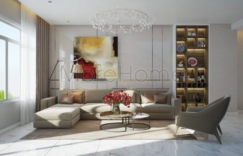 Thiết kế nội thất phòng khách phong cách hiện đại đẹp sang trọng