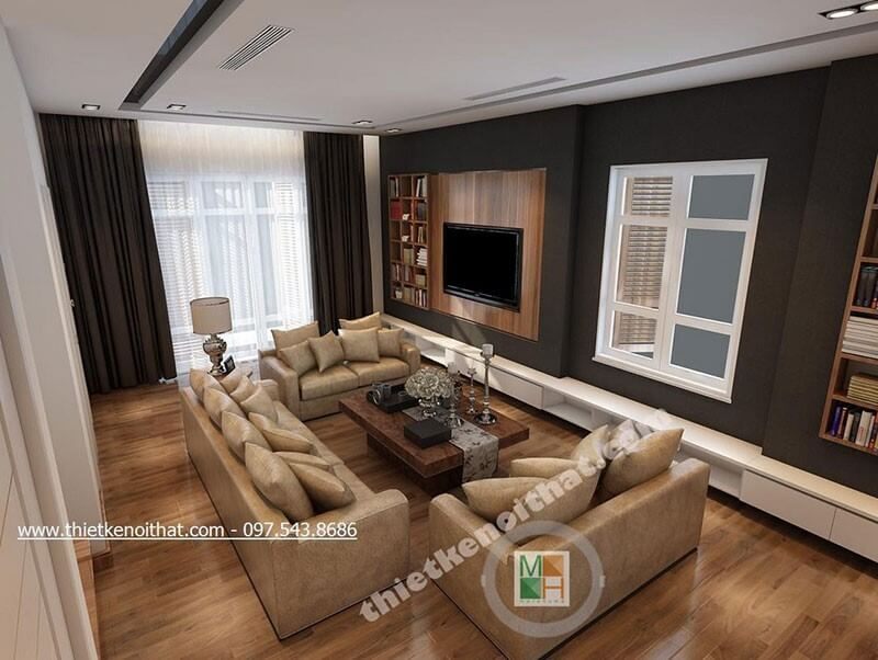 Thiết kế nội thất phòng khách phong cách hiện đại đẹp, sang trọng