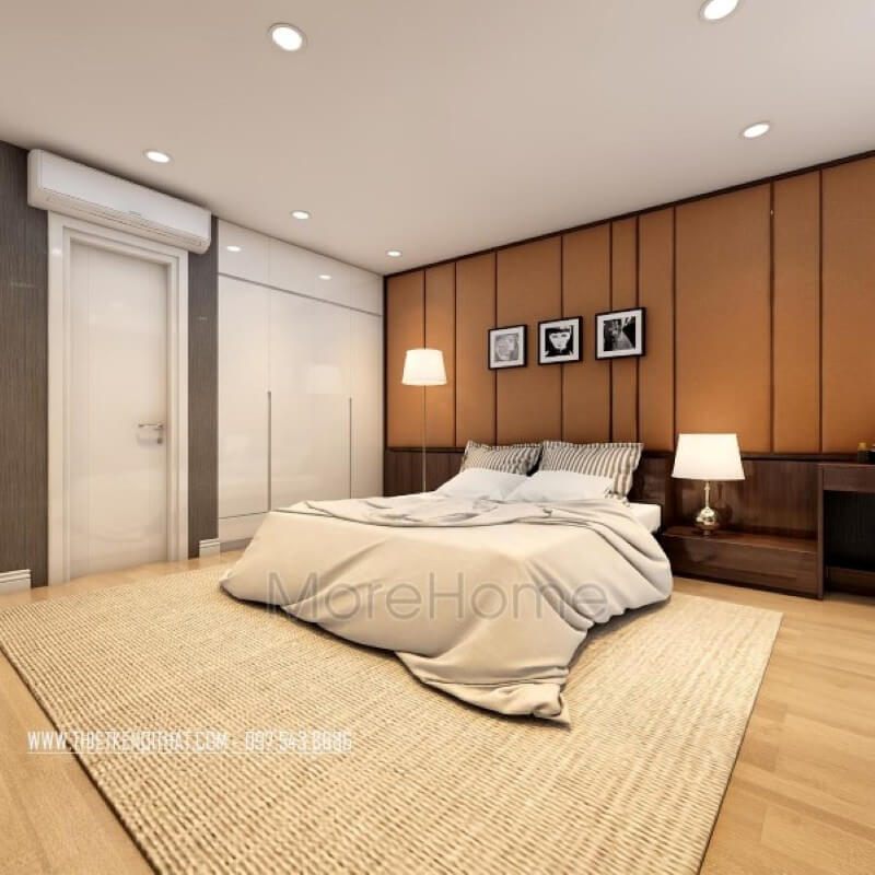 Mẫu cửa gỗ màu trắng được gia chủ lựa chọn cho không gian phòng ngủ của mình