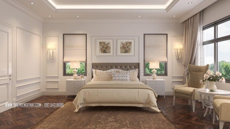 Giường ngủ đẹp được làm từ chất liệu cốt gỗ tần bì phun sơn cao cấp, với khả năng chống mối mọt, chống ẩm có độ bền cao