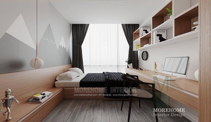Thiết kế nội thất phòng ngủ phụ chung cư sang trọng