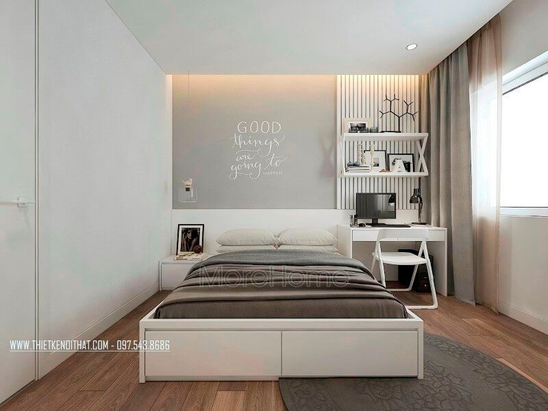 Nội thất trong phòng ngủ của con đều được thiết kế và thi công bằng chất liệu gỗ công nghiệp MDF phun sơn chống ẩm của An Cường.